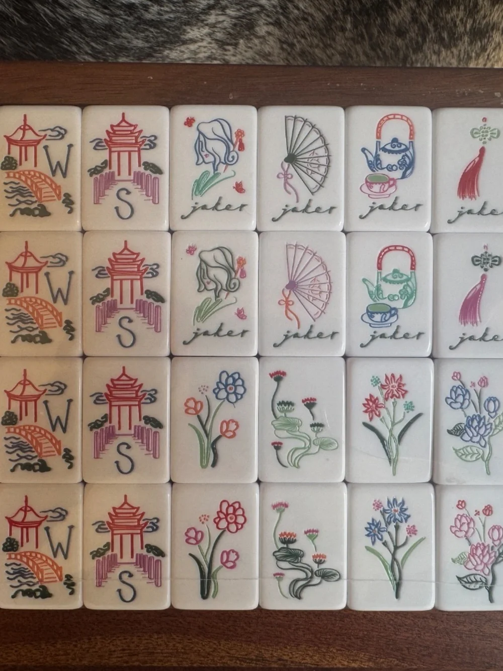 American Mahjong Tile Set NEW, 7 day deliver:Jade with lavender-Pink, cream face - Picture 7 of 11
